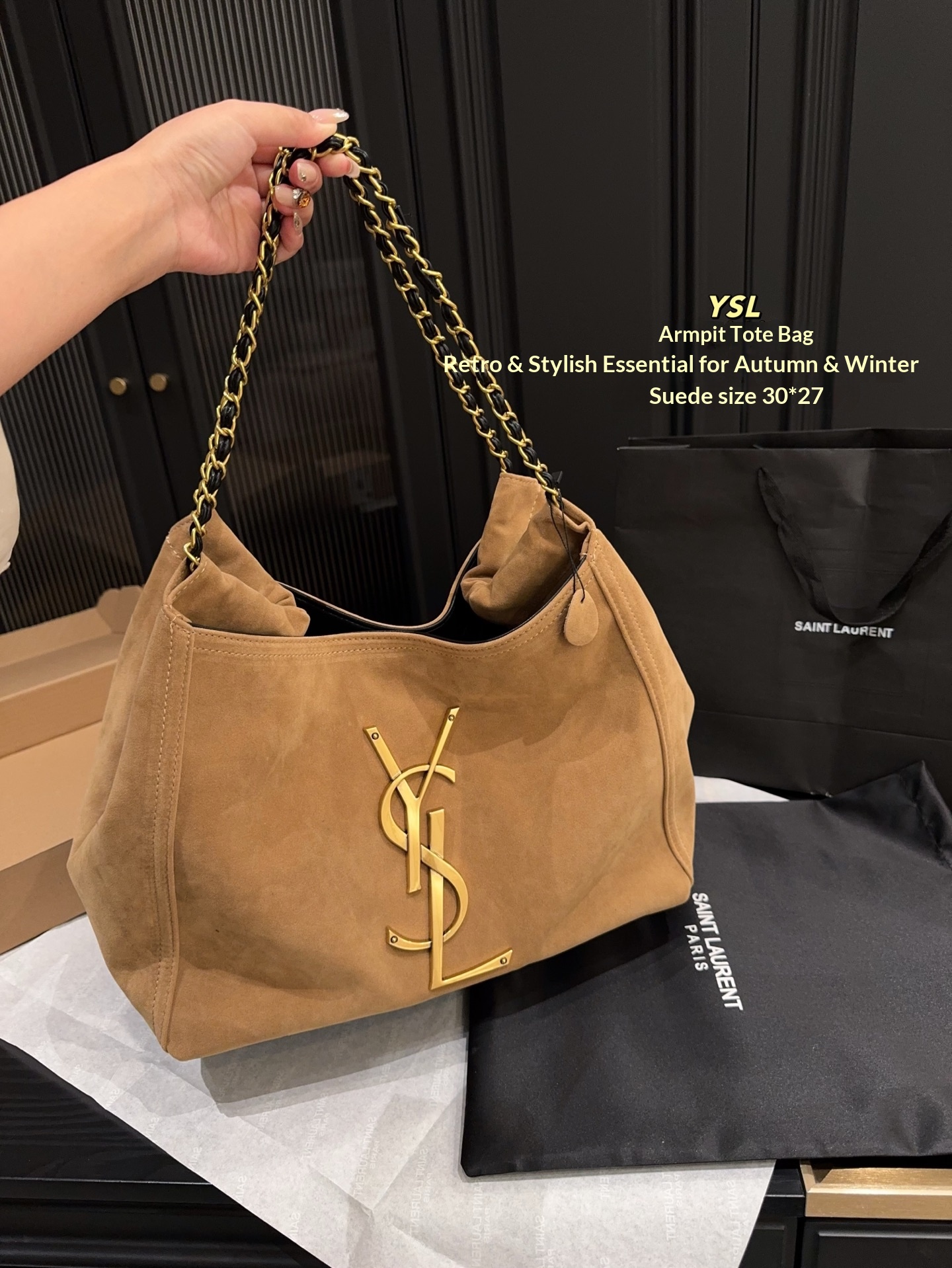 YSL Latest Calypso Lambskin Chain Bag